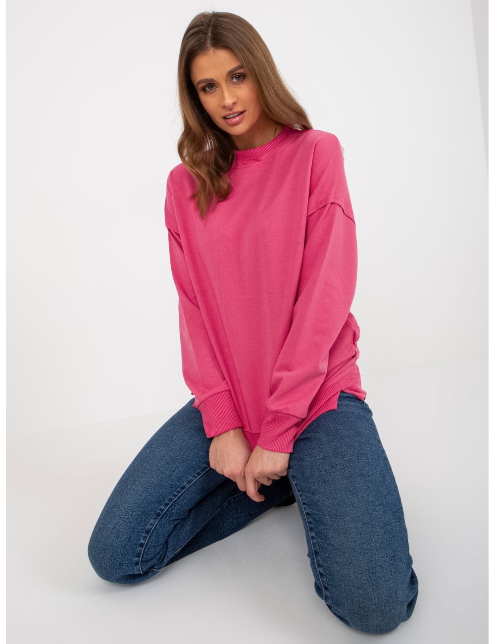 Luźna bluza bez kaptura z okrągłym dekoltem