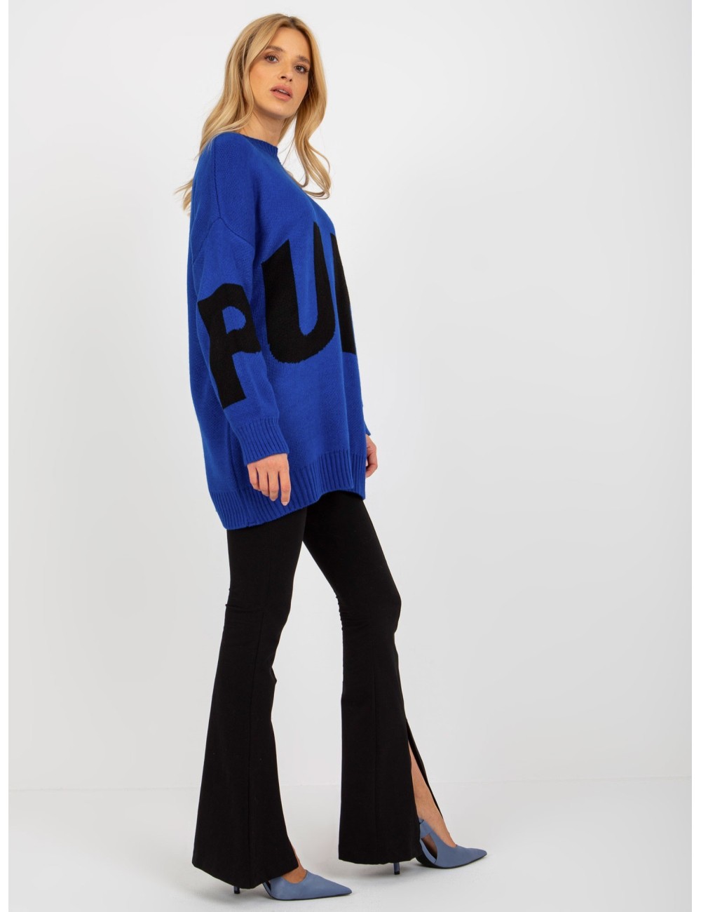 Damski sweter oversize z napisem RUE PARIS