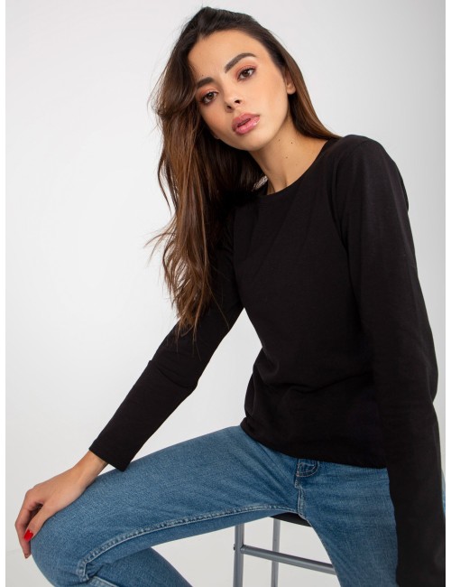 Gładka bluzka longsleeve z okrągłym dekoltem