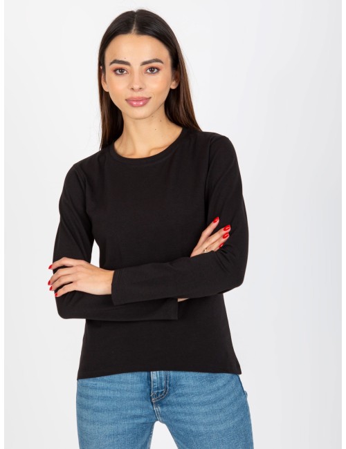 Gładka bluzka longsleeve z okrągłym dekoltem