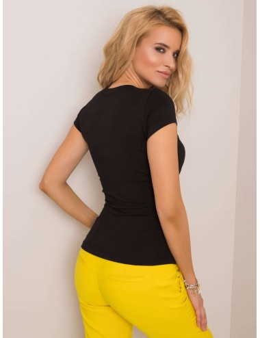 RUE PARIS Miętowy kopertowy t-shirt