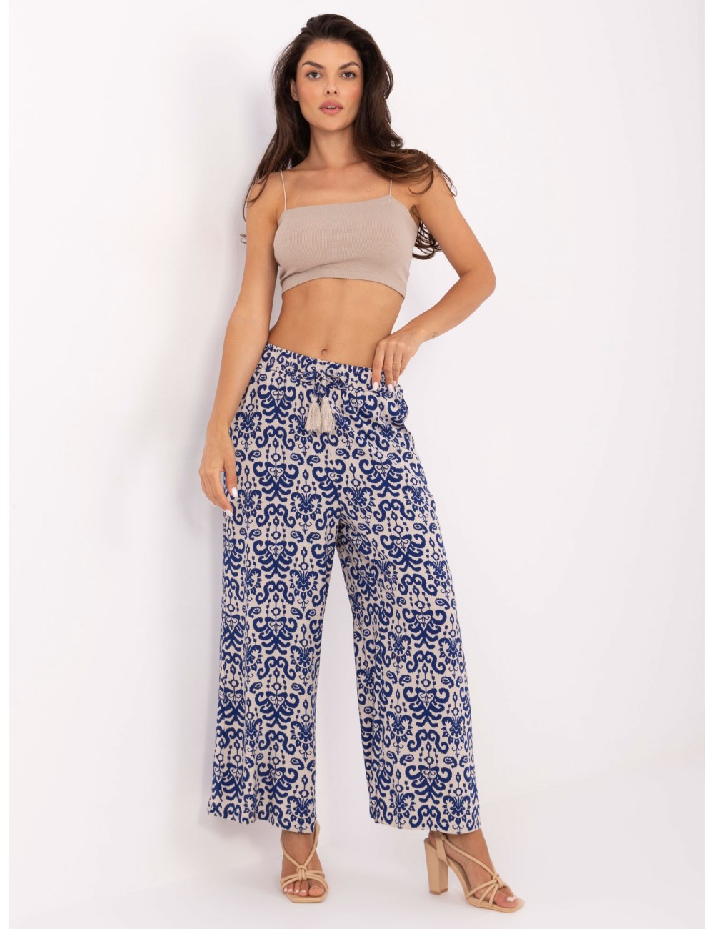 Materiałowe spodnie palazzo z wiskozy SUBLEVEL