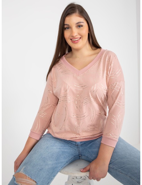 Khaki damska plus size z nadrukiem i dekoltem V