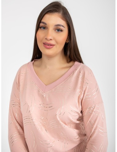 Khaki damska plus size z nadrukiem i dekoltem V