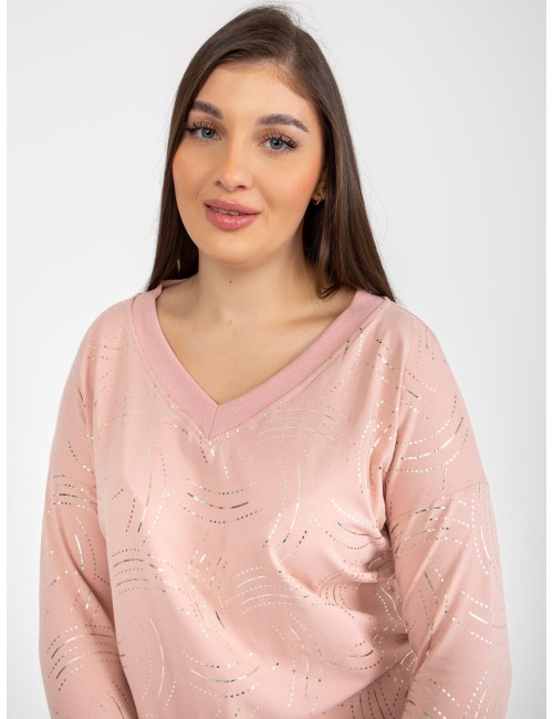 Khaki damska plus size z nadrukiem i dekoltem V