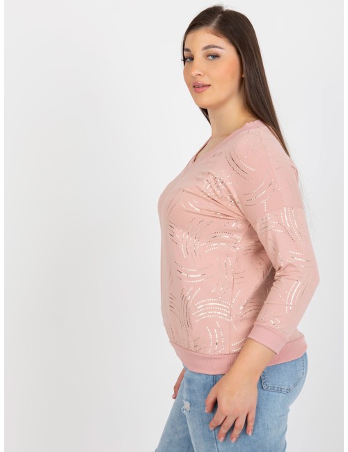 Khaki damska plus size z nadrukiem i dekoltem V