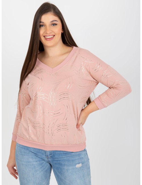 Khaki damska plus size z nadrukiem i dekoltem V