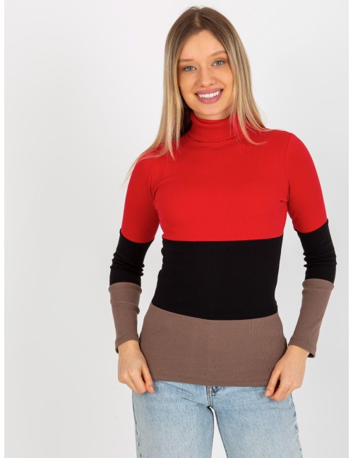 Bluzka basic z golfem w prążek