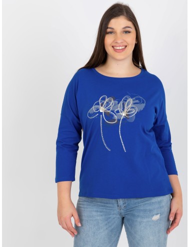 Bluzka plus size z printem i dżetami