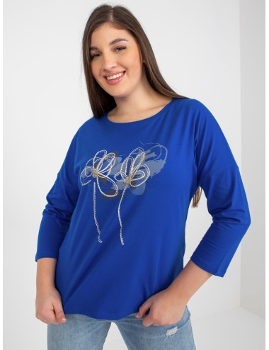 Bluzka plus size z printem i dżetami