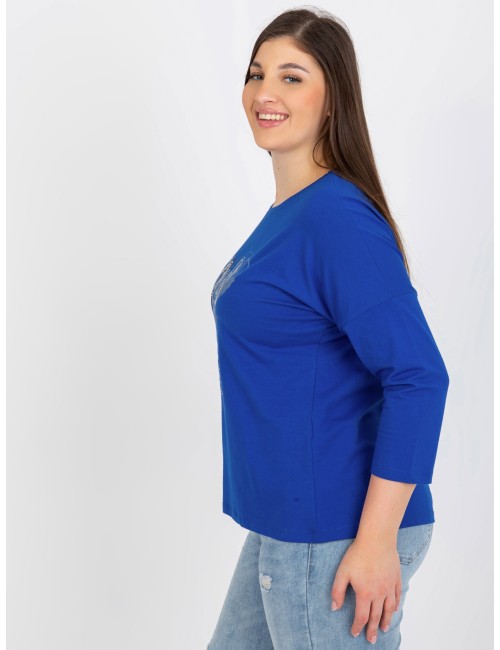 Bluzka plus size z printem i dżetami