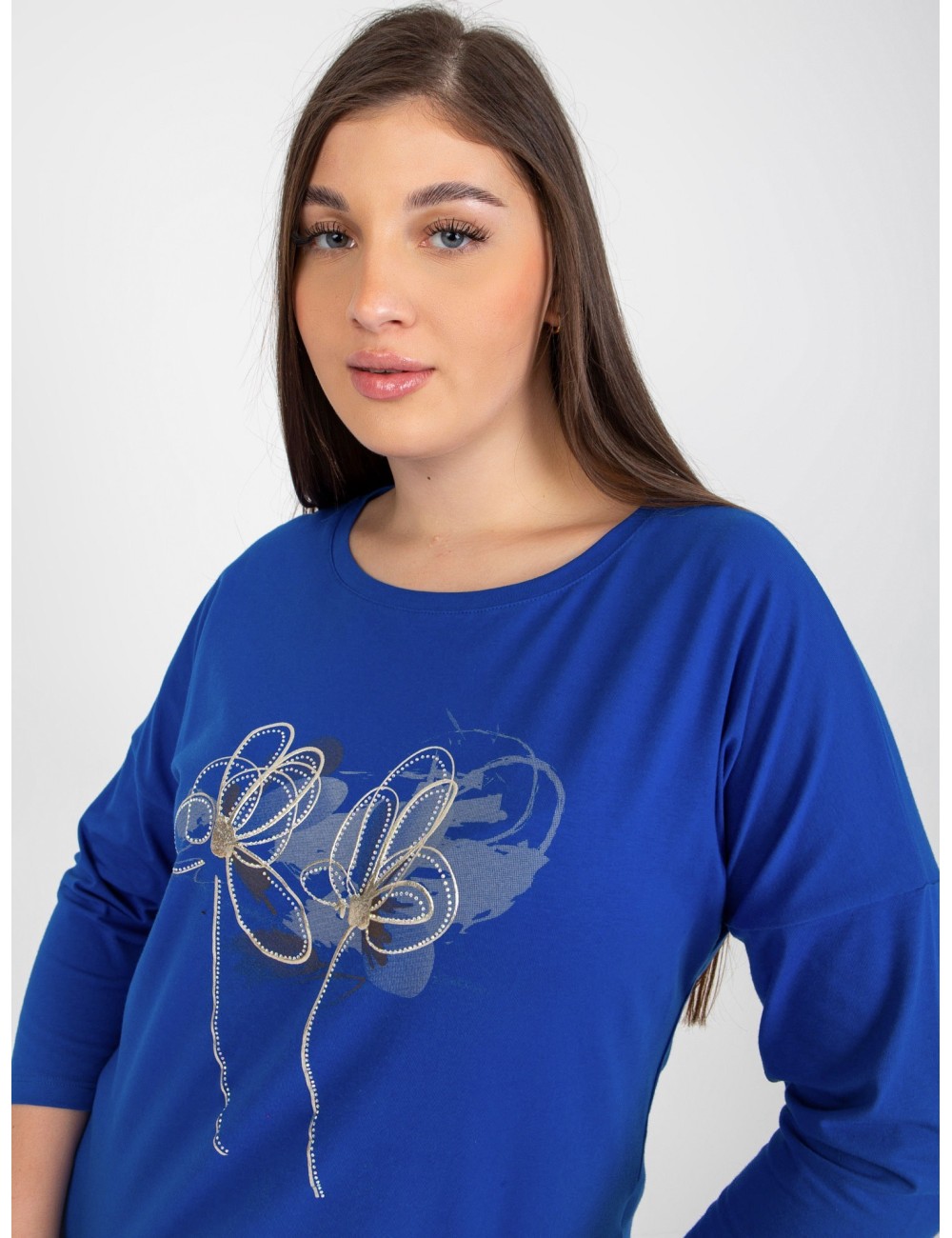 Bluzka plus size z printem i dżetami
