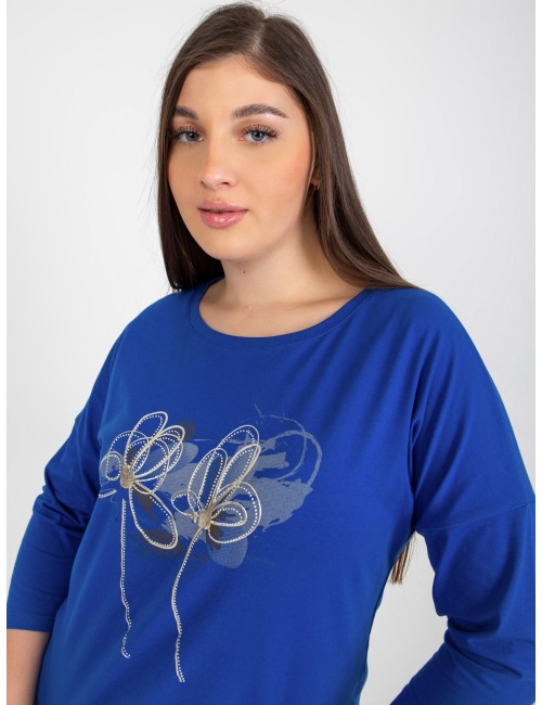 Bluzka plus size z printem i dżetami
