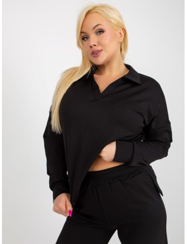 Dwuczęściowy komplet plus size w prążek