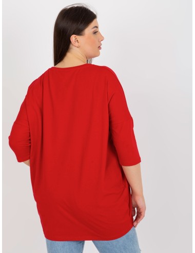 Dłuższa bluzka plus size z rękawem 3/4
