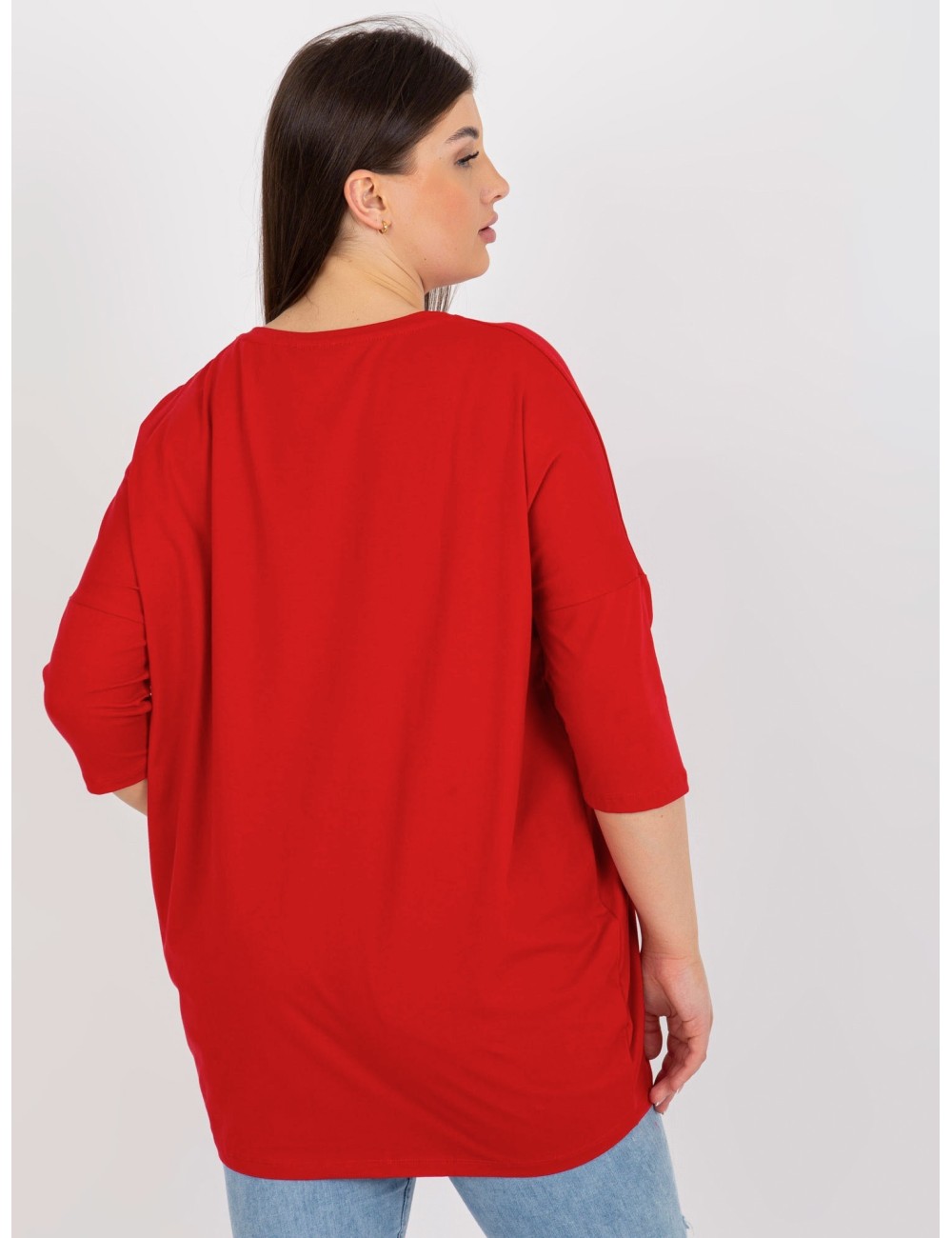 Dłuższa bluzka plus size z rękawem 3/4