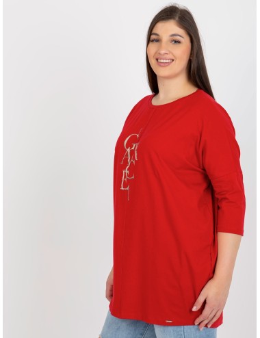 Dłuższa bluzka plus size z rękawem 3/4