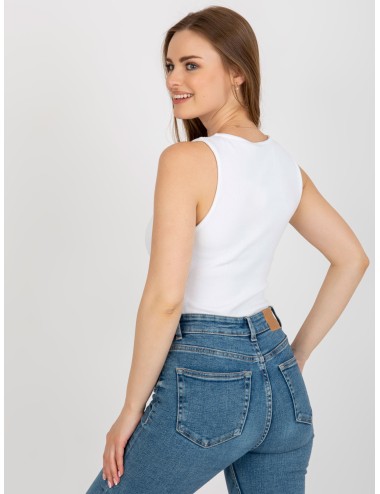 Prążkowane body basic z dekoltem V