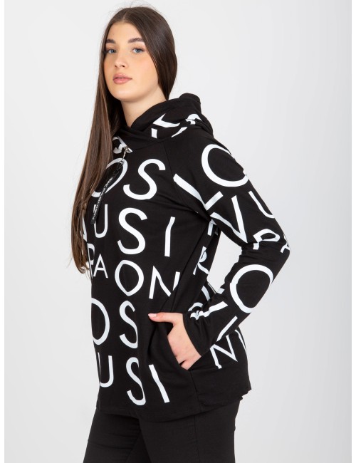 Damska bluza plus size z kapturem i literami