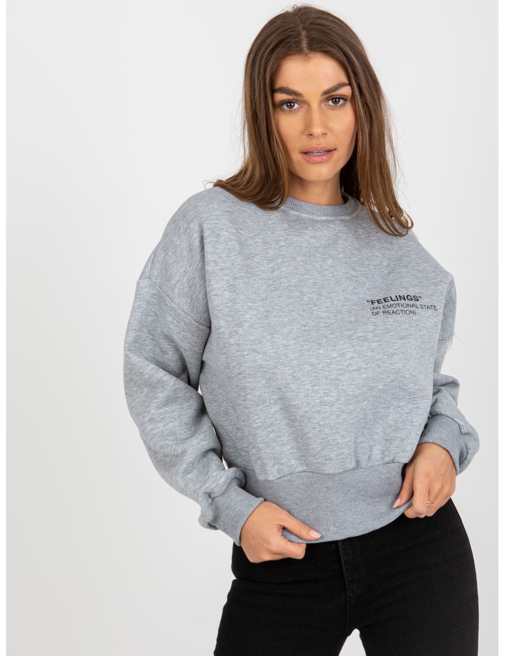 Dresowa bluza bez kaptura z napisem
