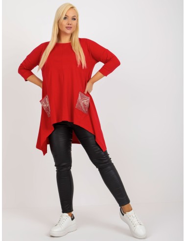 Długa bluzka plus size z rękawem 3/4