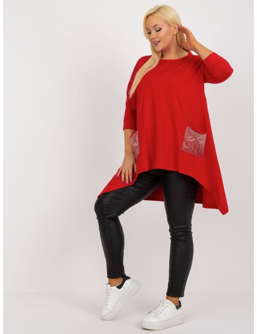 Długa bluzka plus size z rękawem 3/4