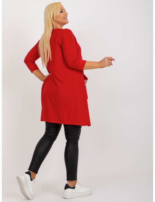 Długa bluzka plus size z rękawem 3/4