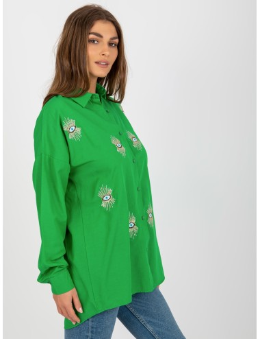 Rozpinana koszula oversize z haftem