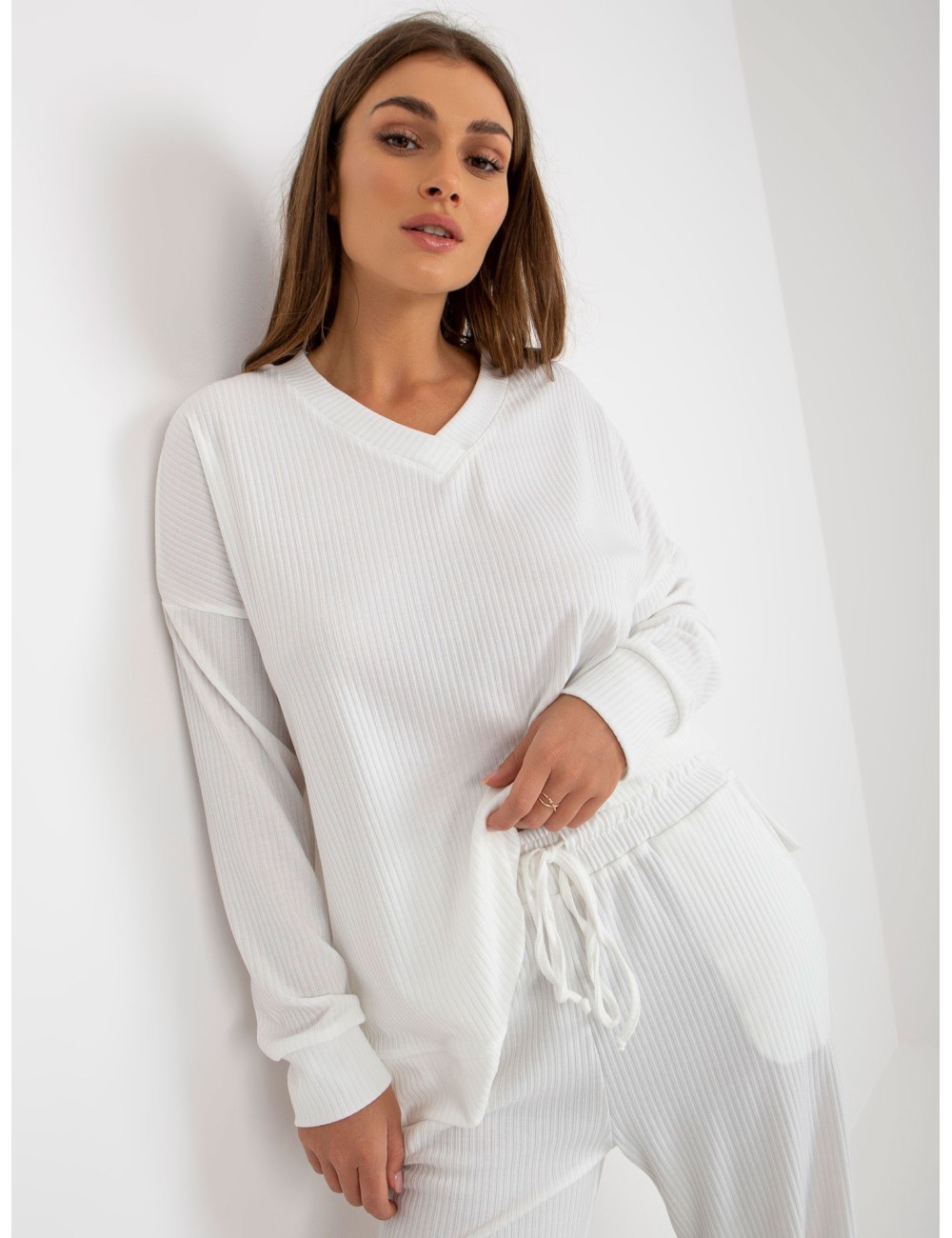 Prążkowany komplet casualowy o kroju oversize