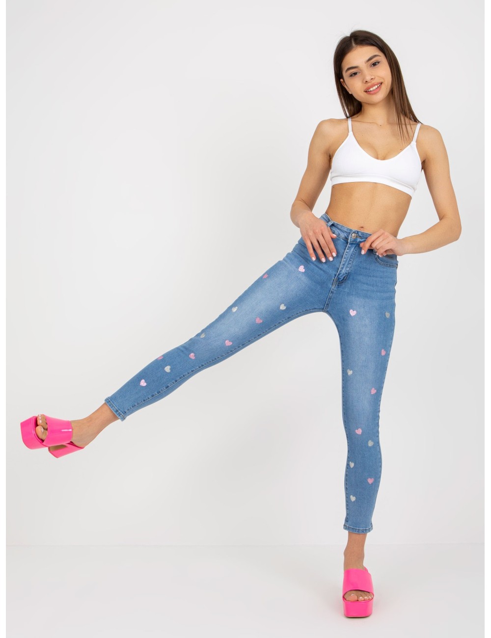 Jeansowe rurki z printem