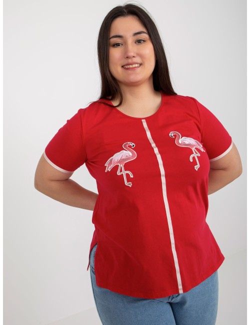 Damski t-shirt plus size z naszywkami
