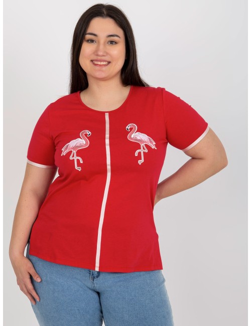 Damski t-shirt plus size z naszywkami