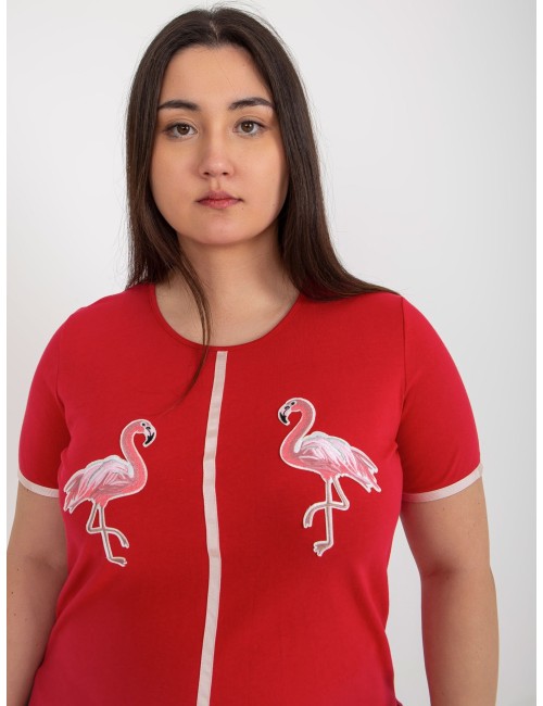 Damski t-shirt plus size z naszywkami