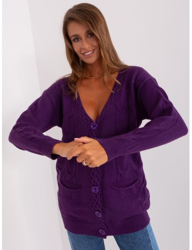 Sweter rozpinany z warkoczami