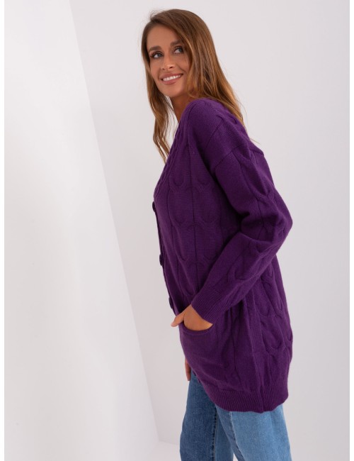 Sweter rozpinany z warkoczami