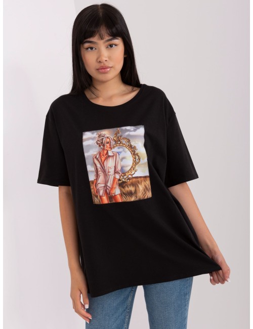 T-shirt z nadrukiem i aplikacją