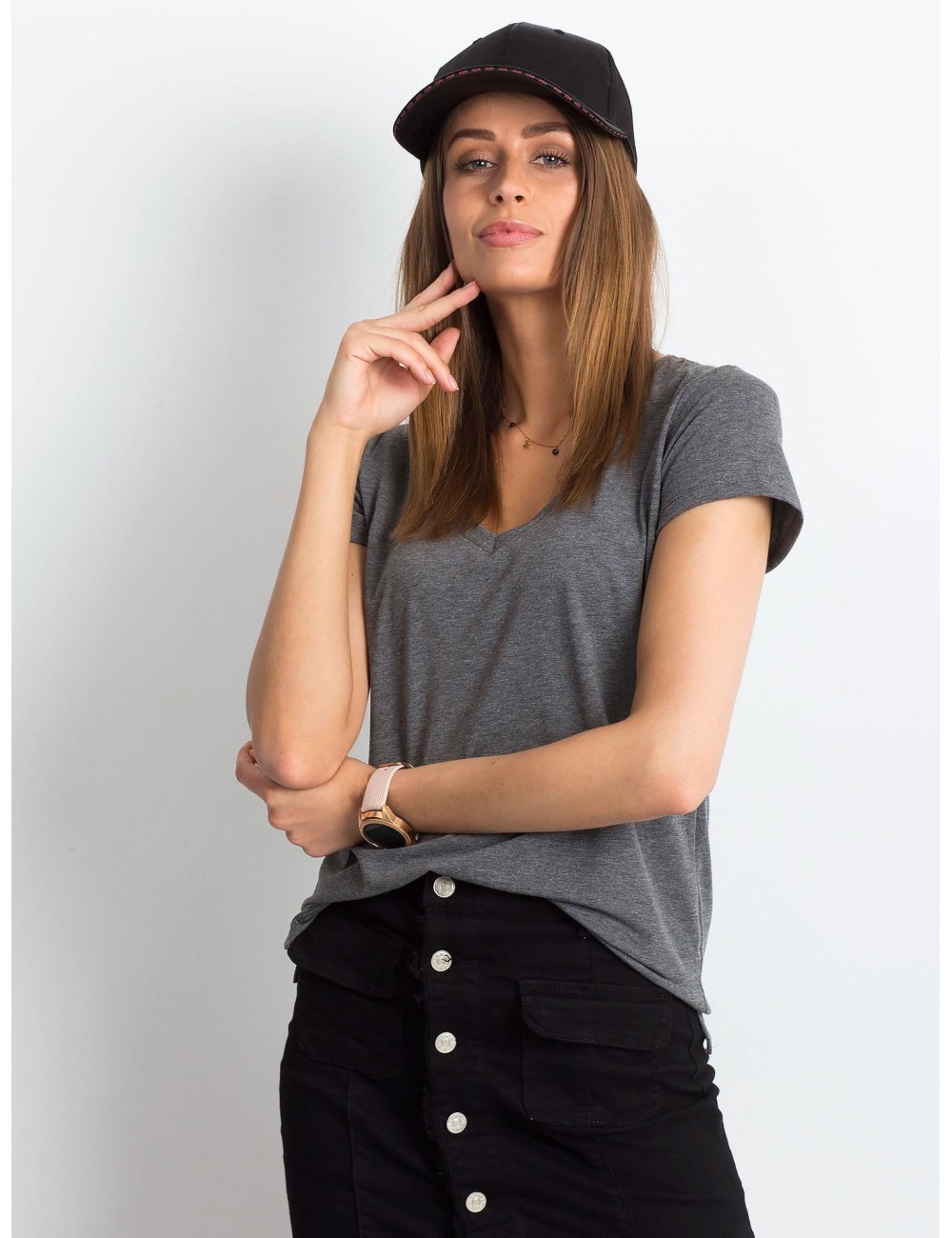 Melanżowy t-shirt w serek