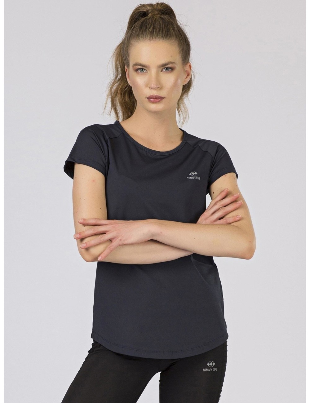 Damski sportowy t-shirt granatowy TOMMY LIFE