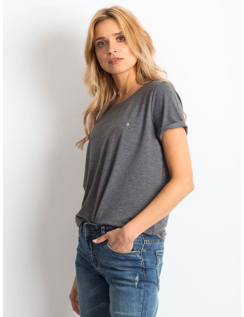 Bawełniany melanżowy t-shirt damski basic