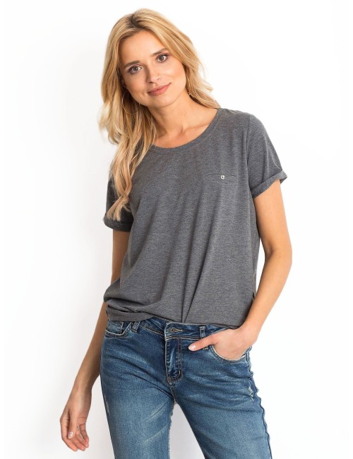 Bawełniany melanżowy t-shirt damski basic