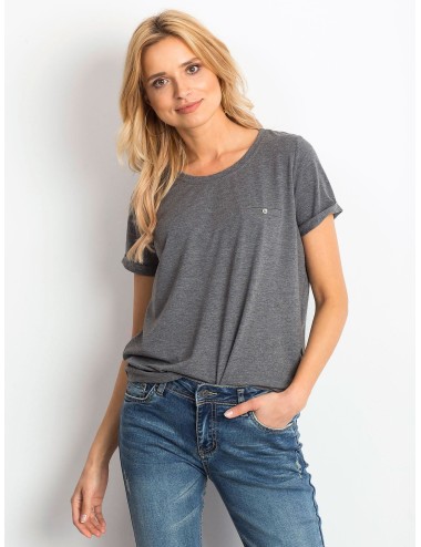 Bawełniany melanżowy t-shirt damski basic