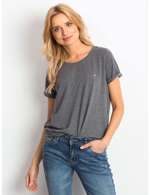 Bawełniany melanżowy t-shirt damski basic