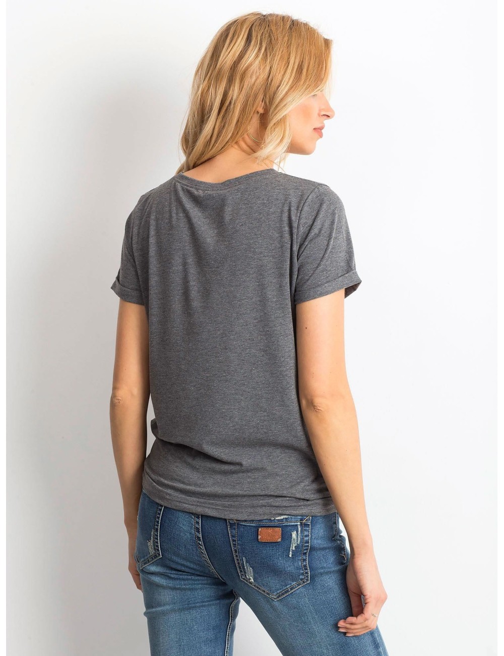 Bawełniany melanżowy t-shirt damski basic