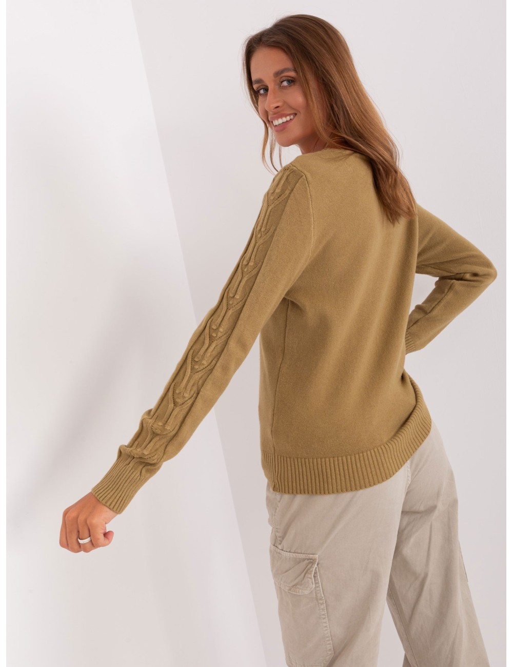 Sweter z warkoczami z bawełną