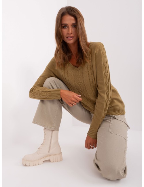 Sweter z warkoczami z bawełną