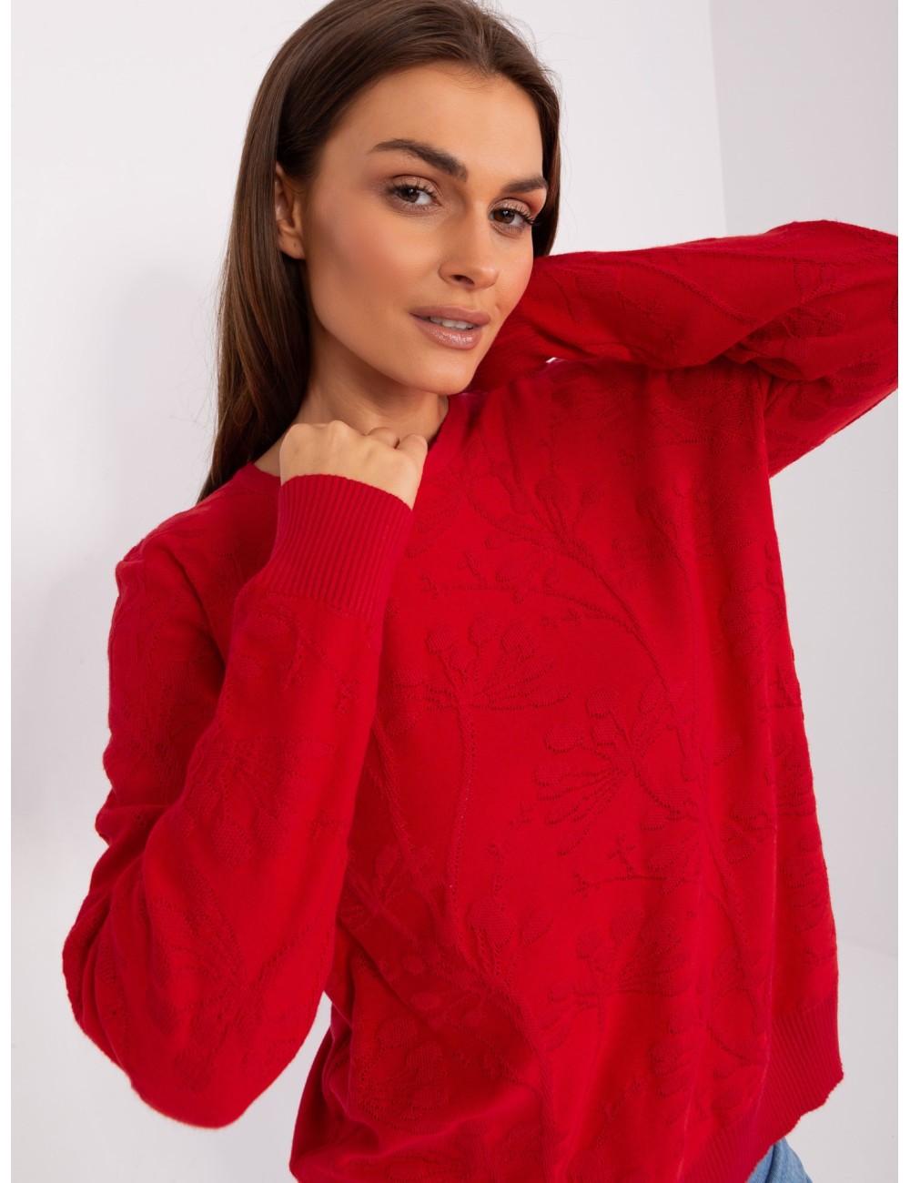 Damski sweter klasyczny ze ściągaczami