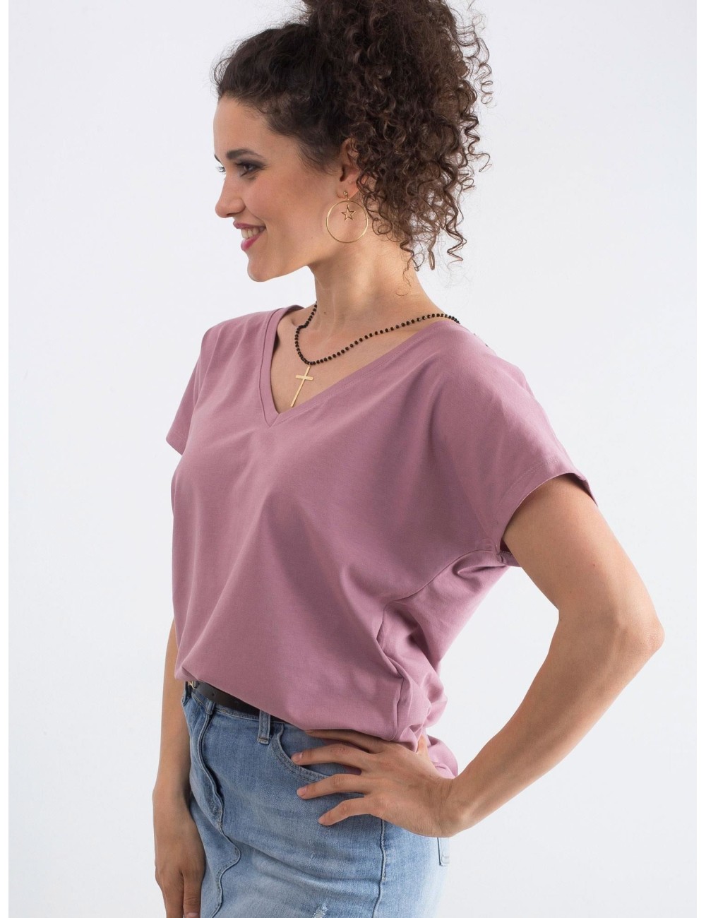 T-shirt-RV-TS-4832.19P-ciemny różowy