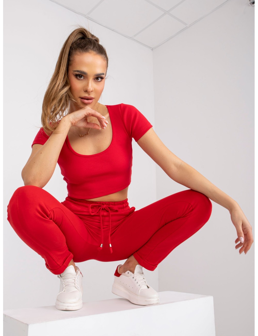 Spodnie dresowe-RV-DR-3589.08X-czerwony