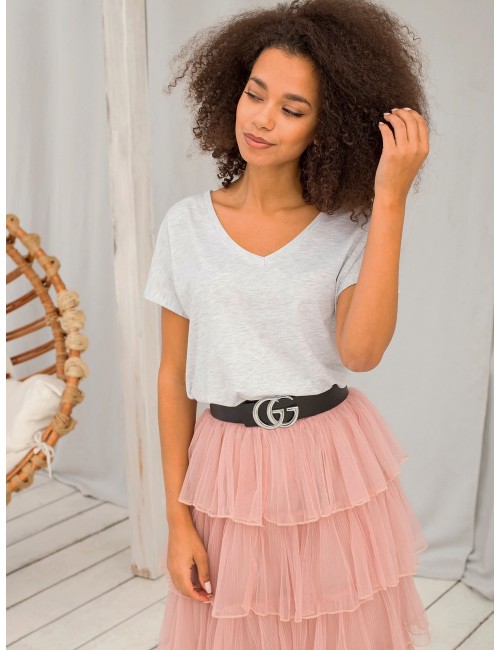 Melanżowy t-shirt V-neck