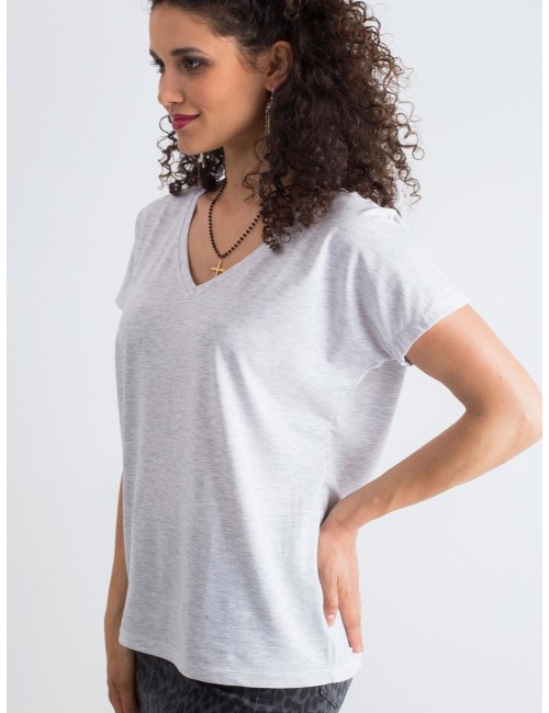 Melanżowy t-shirt V-neck